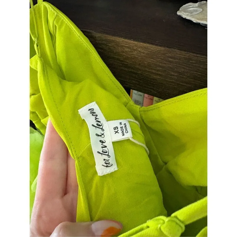 NWT For Love & Lemons Lorlai Green Ruched Bodycon Mini Dress Size XS - Picture 6 of 9